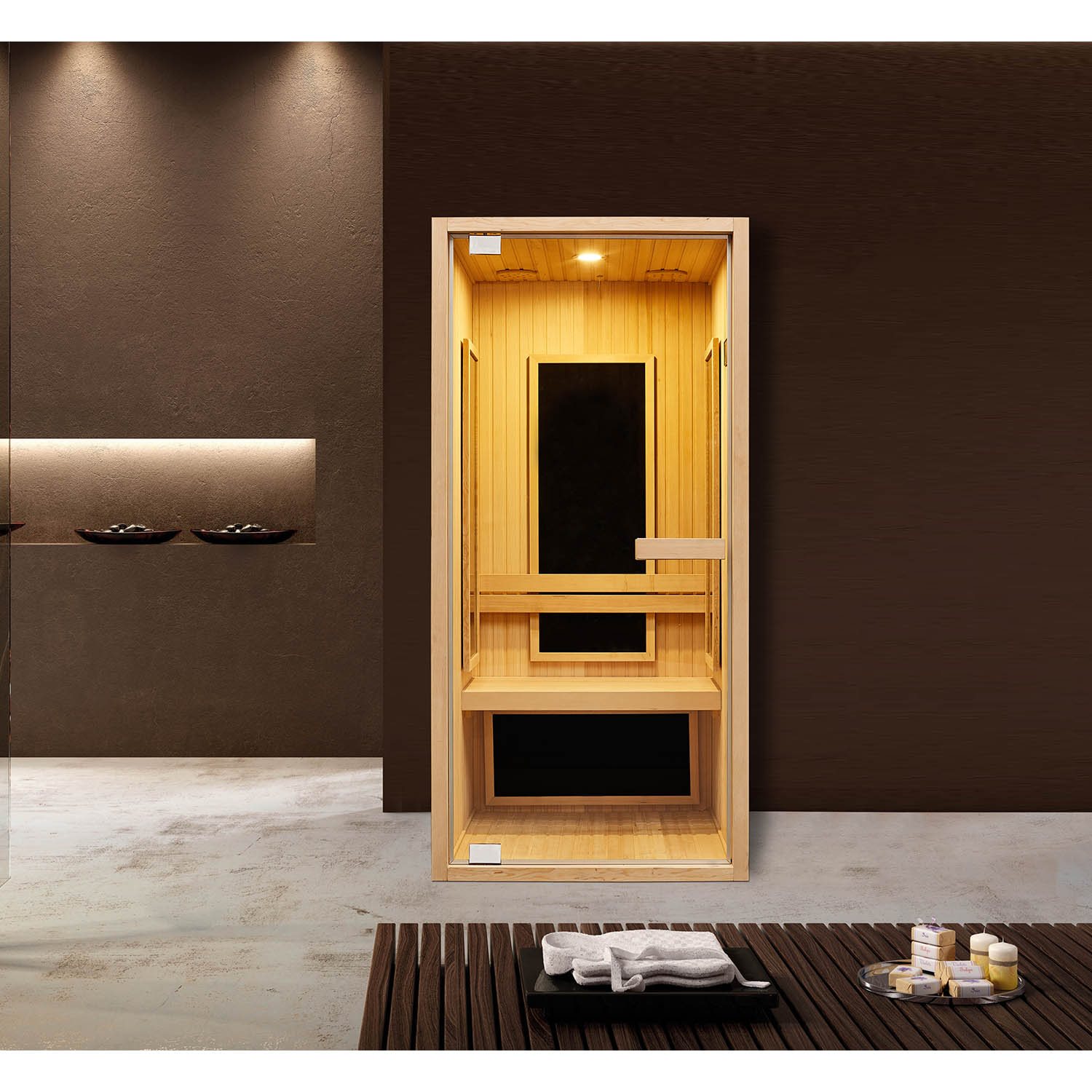 Инфракрасная сауна Mexda WS-1807 красный кедр 900*1000*1900 (рис.1)